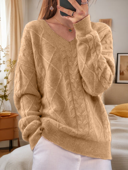 Dames Pull en tricot élégant avec motif torsadé détaillé Chic und Stil