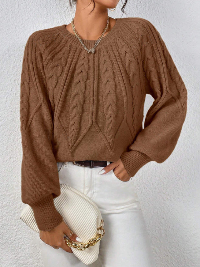 Pull en tricot pour femmes avec motif en torsades et manches larges Chic und Stil