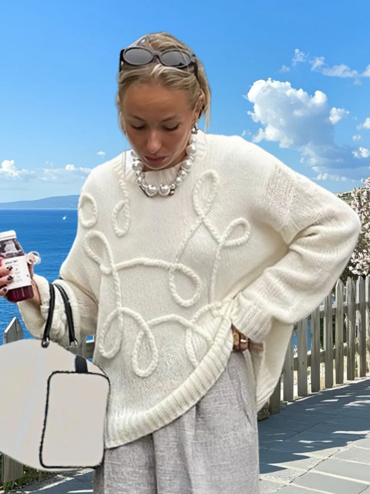 Pull en tricot à motif cable et coupe décontractée pour femmes Chic und Stil