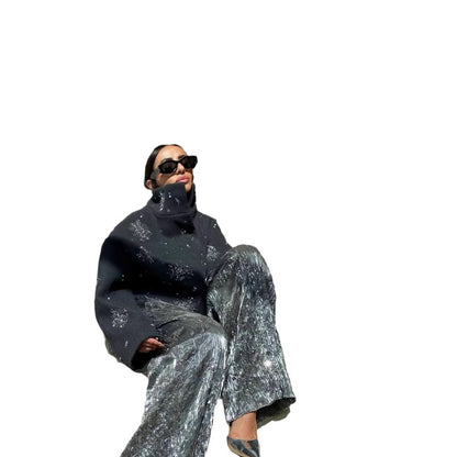 Dame Veste oversize tendance avec des appliqués scintillants Chic und Stil