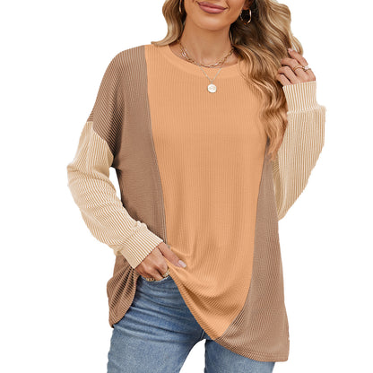 Pull oversized pour femmes avec design en rib côtelé texturé et accents modernes en coloris bloqués Chic und Stil