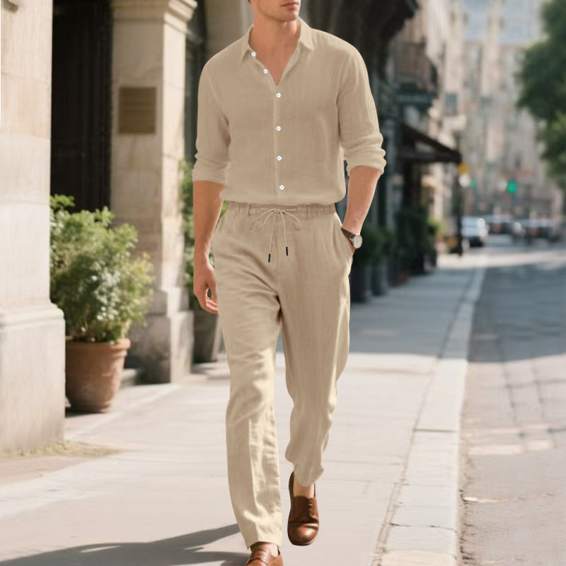 Casual linen pants for men with elastic waistband and practical drawstring Chic and Style