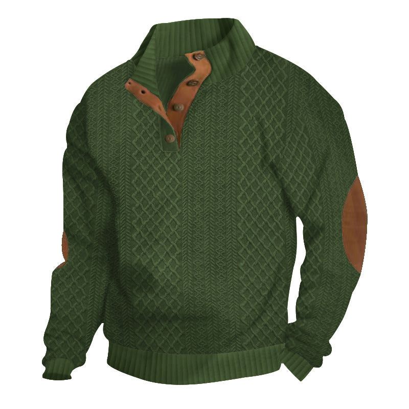 Pull-over décontracté en tricot pour femmes avec col structuré et applications en cuir Chic und Stil
