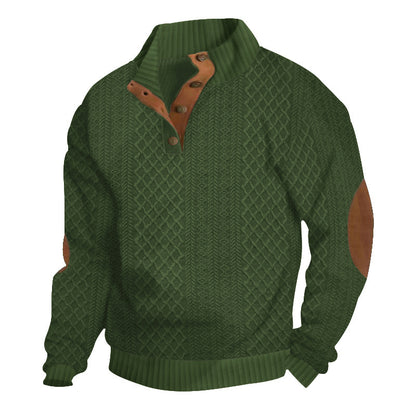 Pull-over décontracté en tricot pour femmes avec col structuré et applications en cuir Chic und Stil