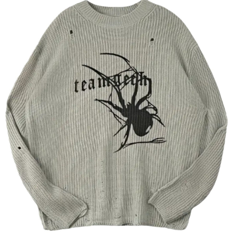 Pull en maille surdimensionné pour femmes avec un motif de araignée frappant Chic und Stil