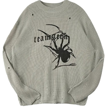 Pull en maille surdimensionné pour femmes avec un motif de araignée frappant Chic und Stil