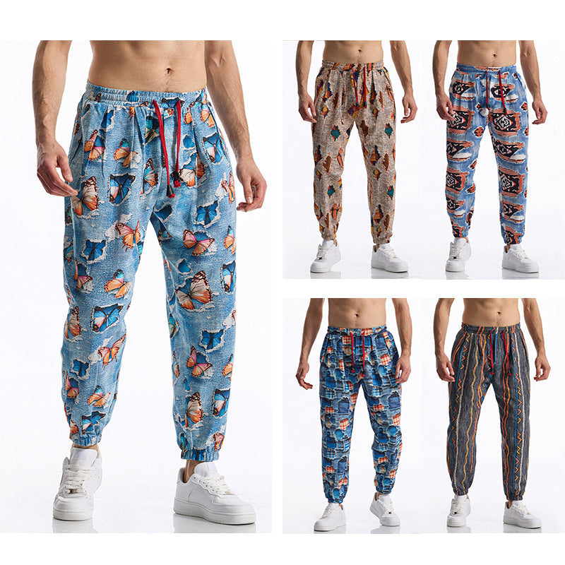 Casual Harem Pants for Men with Colorful Pattern and Elastic Waist Chic and Style