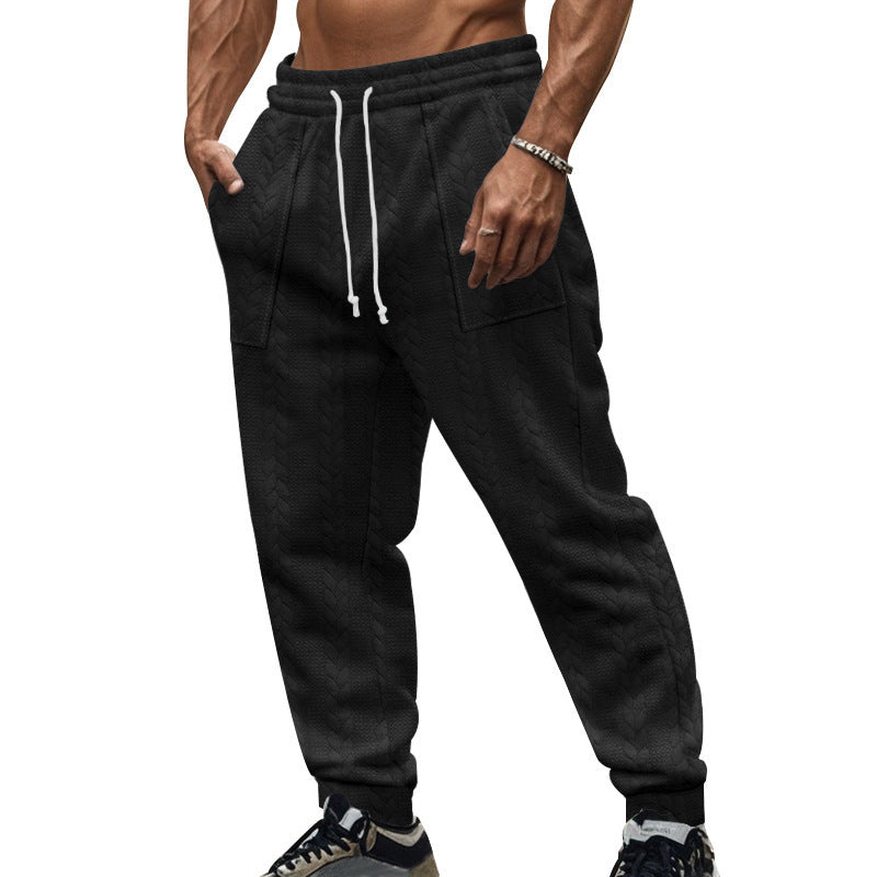 Men's leisure pants made of textured fleece with practical side pockets Chic and Style