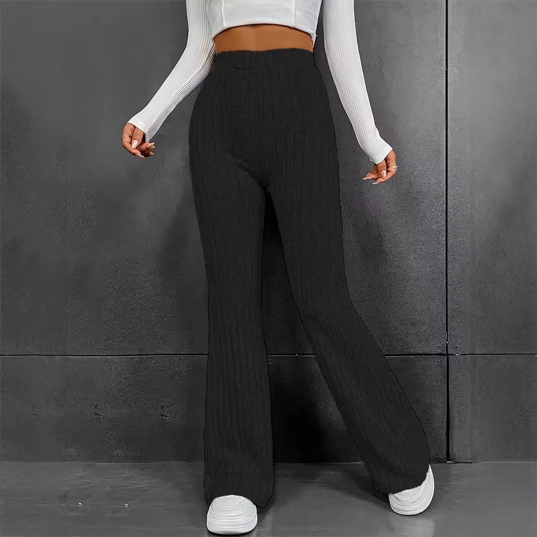 Chic and Stylish Women's Flared Ribbed Knit Pants