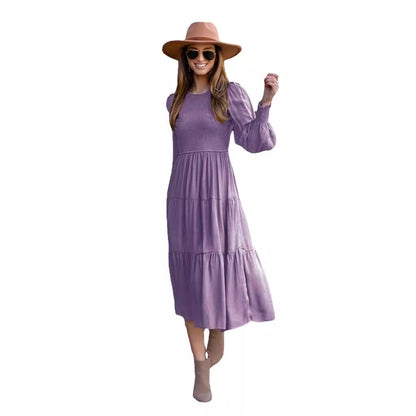 Robe midi pour femmes avec des manches ballon et un détail en volants Chic und Stil