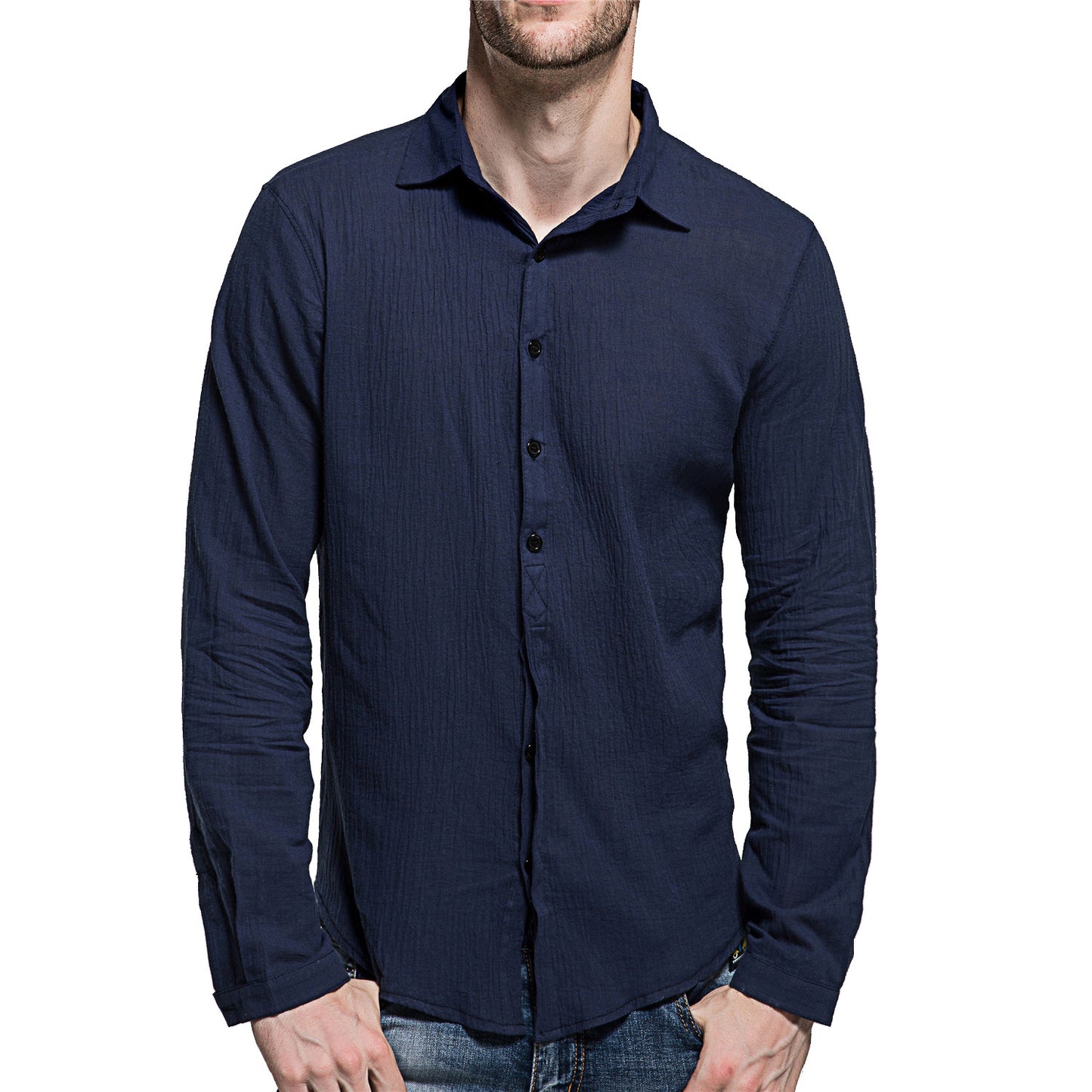 Chemise décontractée à manches longues pour hommes en mélange de lin Chic und Stil