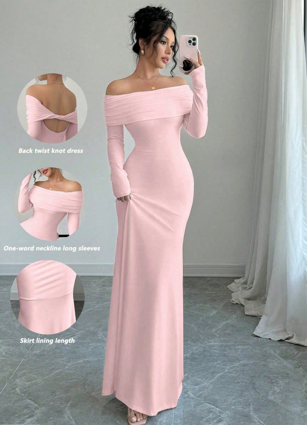 Robe maxi festive pour femmes avec décolleté off-shoulder et coupe près du corps Chic und Stil