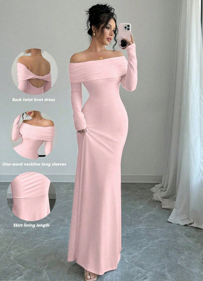 Robe maxi festive pour femmes avec décolleté off-shoulder et coupe près du corps Chic und Stil