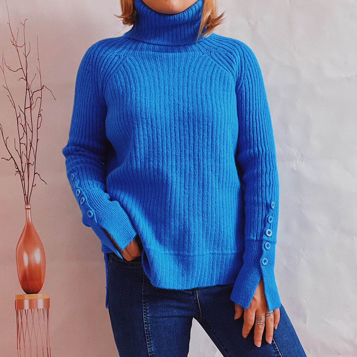 Pull à col roulé côtelé pour femmes avec une coupe élégante Chic und Stil