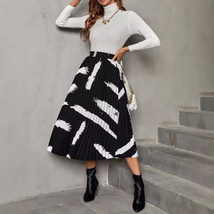 Jupe plissée pour femmes avec motif tendance et ceinture élastique Chic und Stil