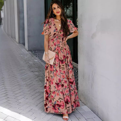 Robe Maxi Boho Femmes avec impression florale Chic und Stil