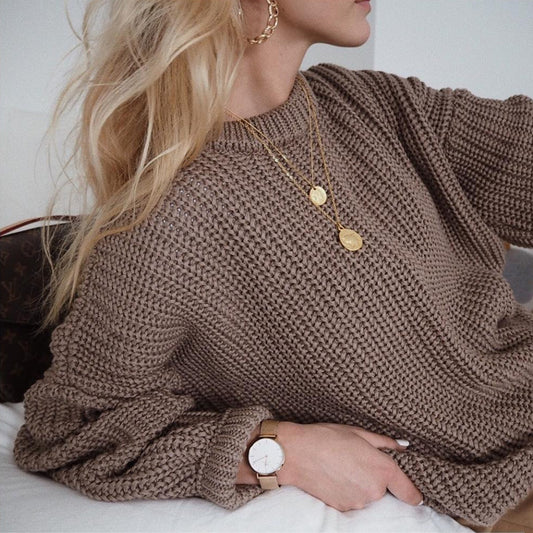 Pull en gros tricot pour femmes avec coupe décontractée et manches volumineuses Chic und Stil