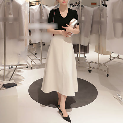 Asymmetrical A-line midi skirt for women with an elegant fluid Chic and Style