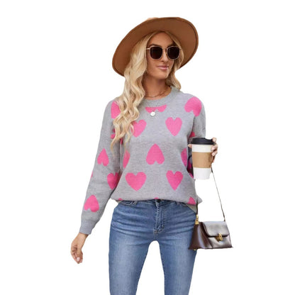 Pull décontracté pour femmes avec motif en cœur et coupe ample Chic und Stil