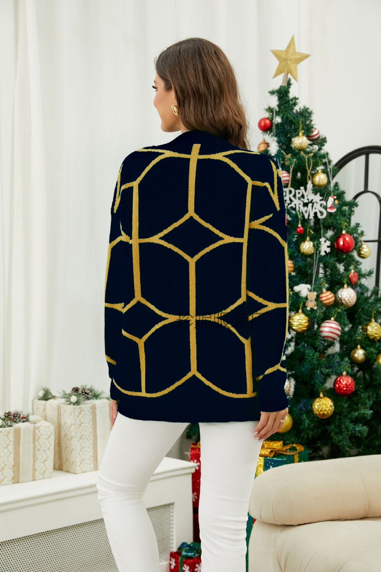 Damen Pulli douillet avec motif géométrique Chic und Stil