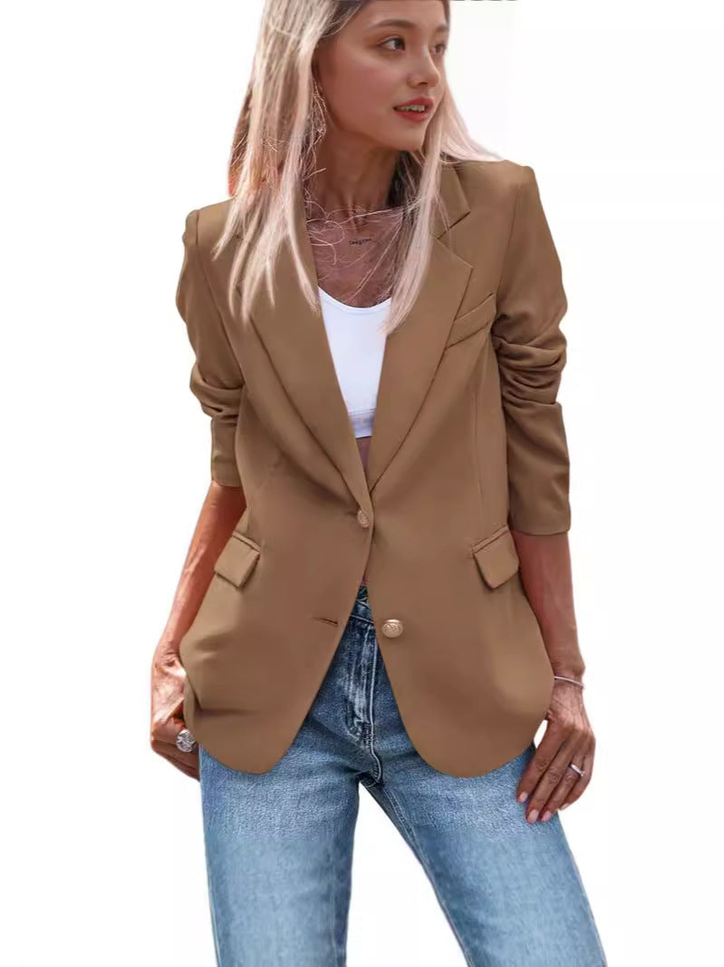 Dames Blazer élégant à boutonnage simple avec boutons dorés et coupe cintrée Chic und Stil