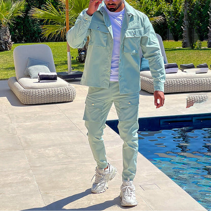 Veste Cargo tendance pour hommes avec pantalon assorti dans le style décontracté Chic und Stil