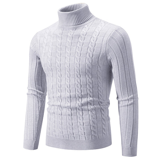 Pull en tricot pour hommes avec col montant et motif en torsades Chic und Stil