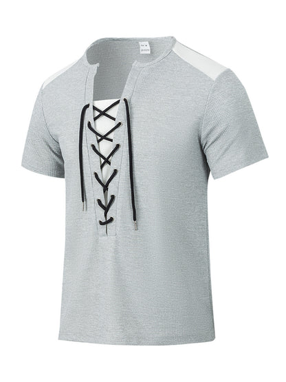 Chemise à manches courtes pour homme avec design sportif à lacets Chic und Stil