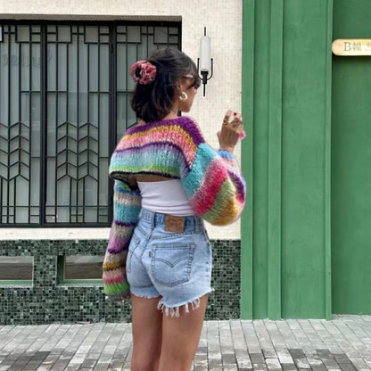 Pull en tricot pour femmes au design coloré avec des manches larges Chic und Stil