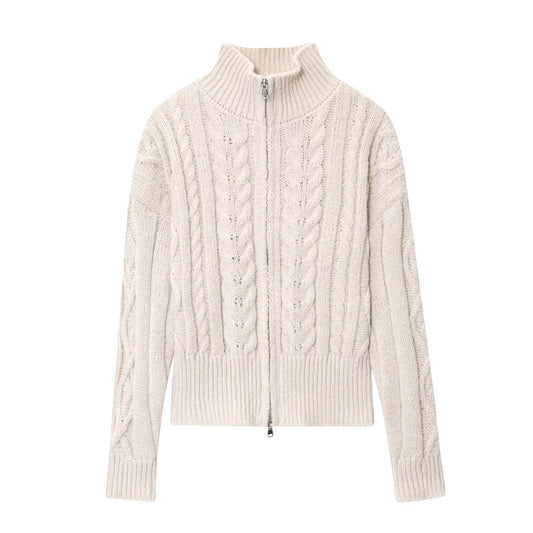 Pull en tricot à col montant et fermeture éclair pour femmes Chic und Stil