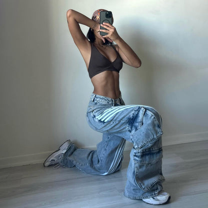 Chic und Stil femmes jeans cargo en coupe oversized décontractée