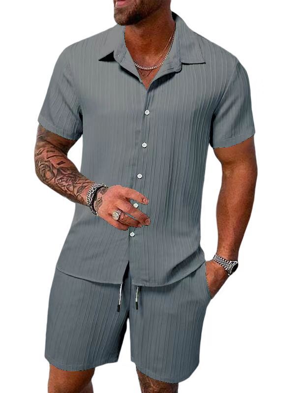 Chemise à manches courtes en rayures pour hommes Set Chic und Stil