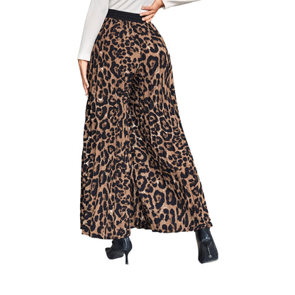 Wide leopard pants for women with elastic waistband and elegant cut Chic und Stil