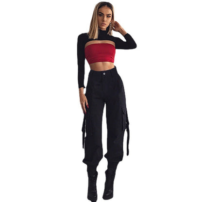 Women’s cargo pants with elastic waist and practical side pockets Chic and Style