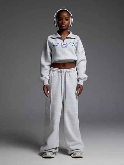 Fashion zip sweatshirt for women with loose jogger pants Chic and Style