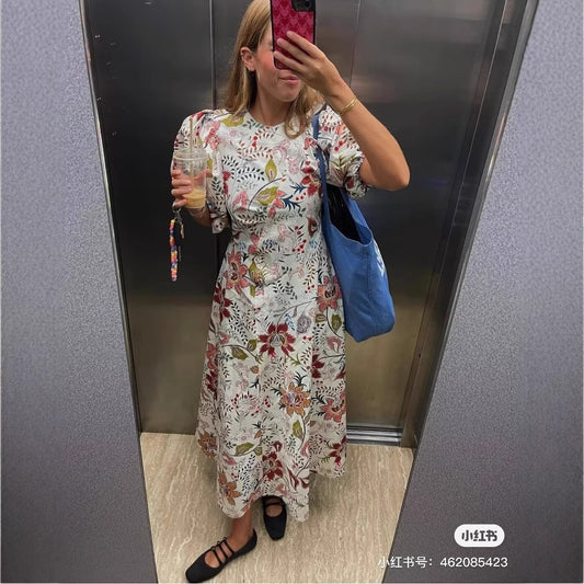 Robe maxi femme avec imprimé floral et manches volumineuses Chic und Stil