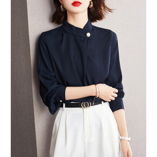 Blouse à col mandarin pour femmes Boutonnée Chic und Stil