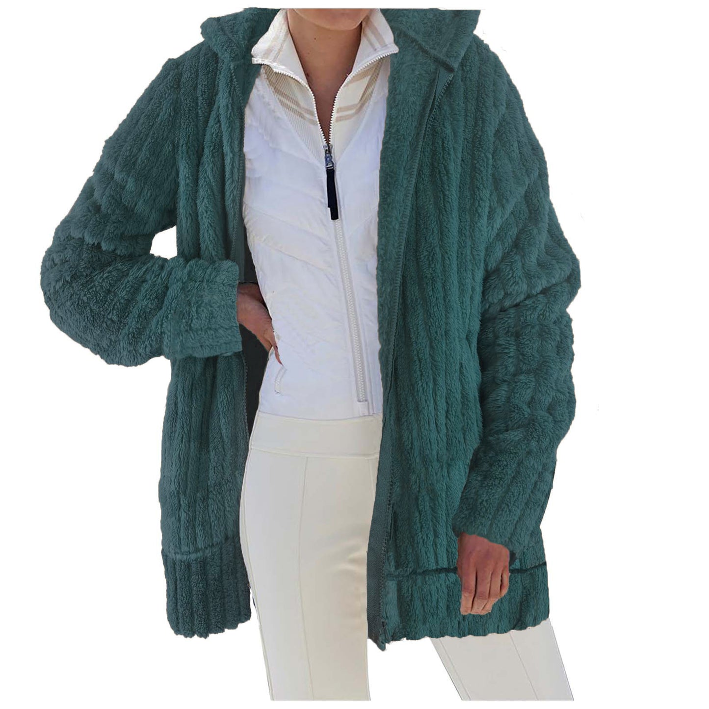 Cozy plush jacket for women with practical pockets Chic and Style