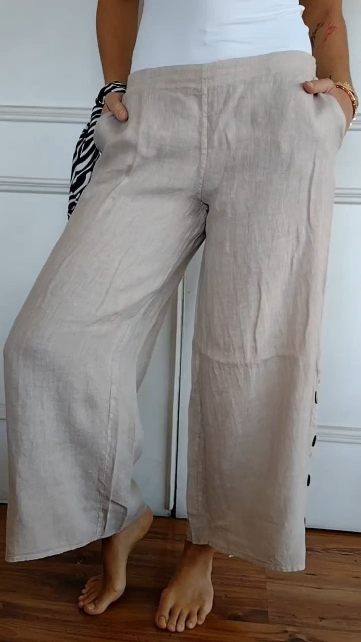 Chic and Style breathable wide linen pants for ladies
