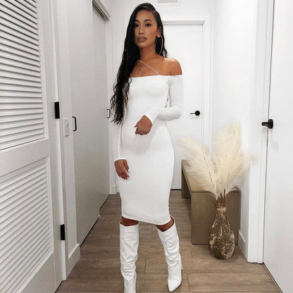 Robe mini off-shoulder ajustée pour femmes avec manches longues Chic und Stil