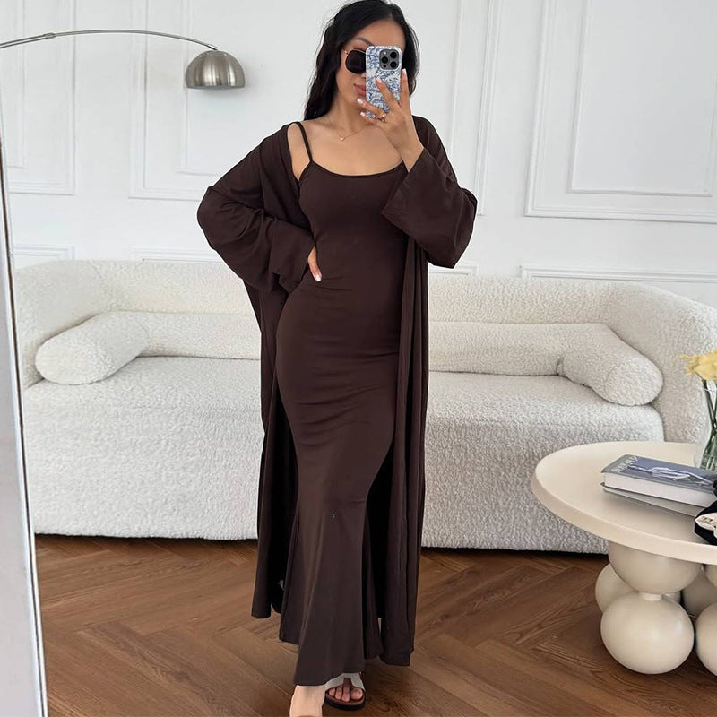 Dame Robe fourreau longue avec kimono ouvert Chic und Stil