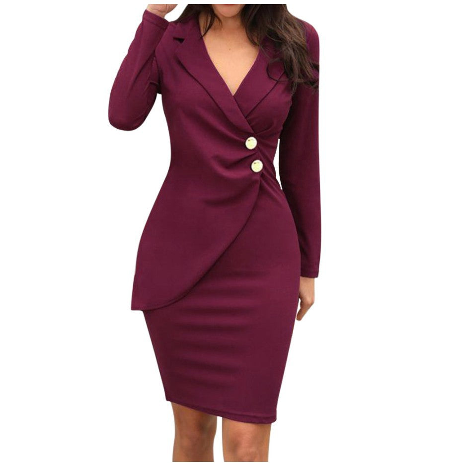 Robe portefeuille élégante pour femmes avec des détails de boutons décoratifs et une coupe cintrée Chic und Stil