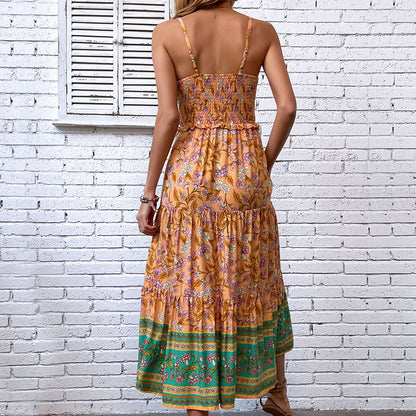Robe maxi bohème femme avec détail de bord volanté Chic und Stil