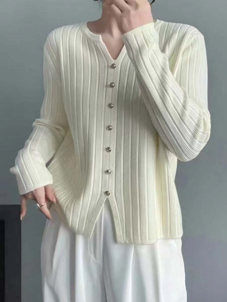 Blouse en tricot fin pour femmes avec patte de boutonnage Chic und Stil
