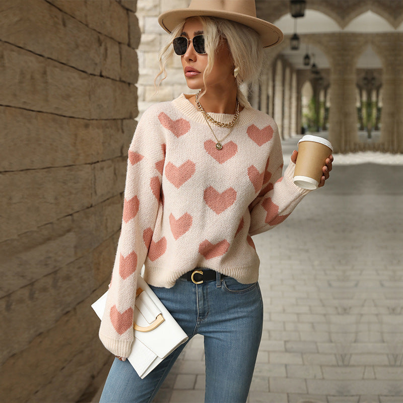 Pull en tricot pour femmes avec motif en forme de cœur et coupe décontractée Chic und Stil