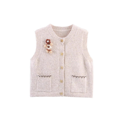 Dames gilet en tricot avec détails de boutons décoratifs Chic und Stil