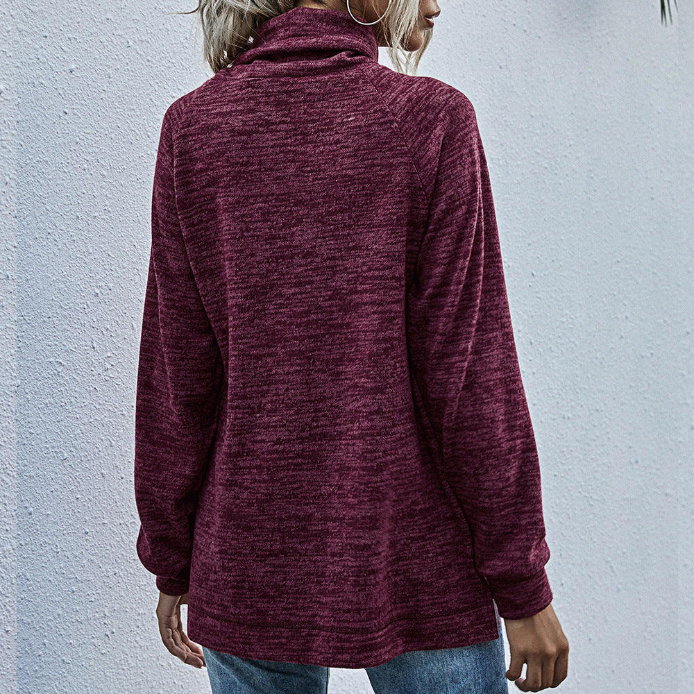 Pull femme décontracté avec col montant et poches pratiques Chic und Stil