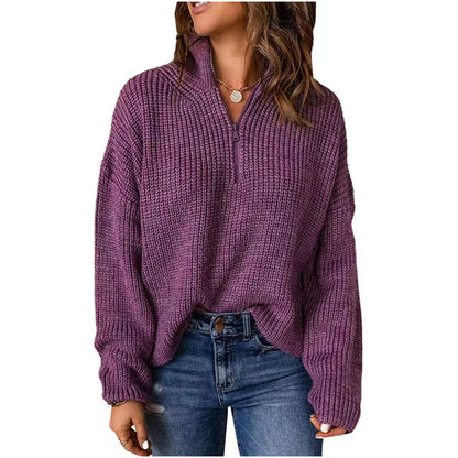 Pull en tricot pour femmes avec fermeture éclair courte Chic und Stil