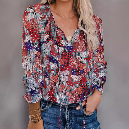 Chemise pour femmes avec décolleté en V et détails volants Chic und Stil