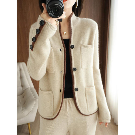 Cardigan Tricoté Confort Femme avec Détails de Poche Chic und Stil